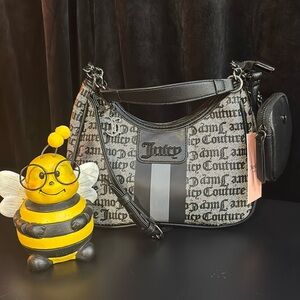 Juicy Couture Black and Gray Shoulder Bag
